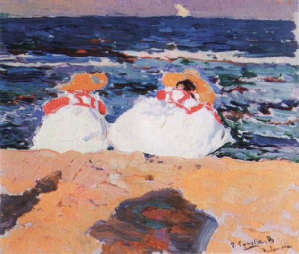 Joaquin Sorolla Y Bastida maria y elena en la playa